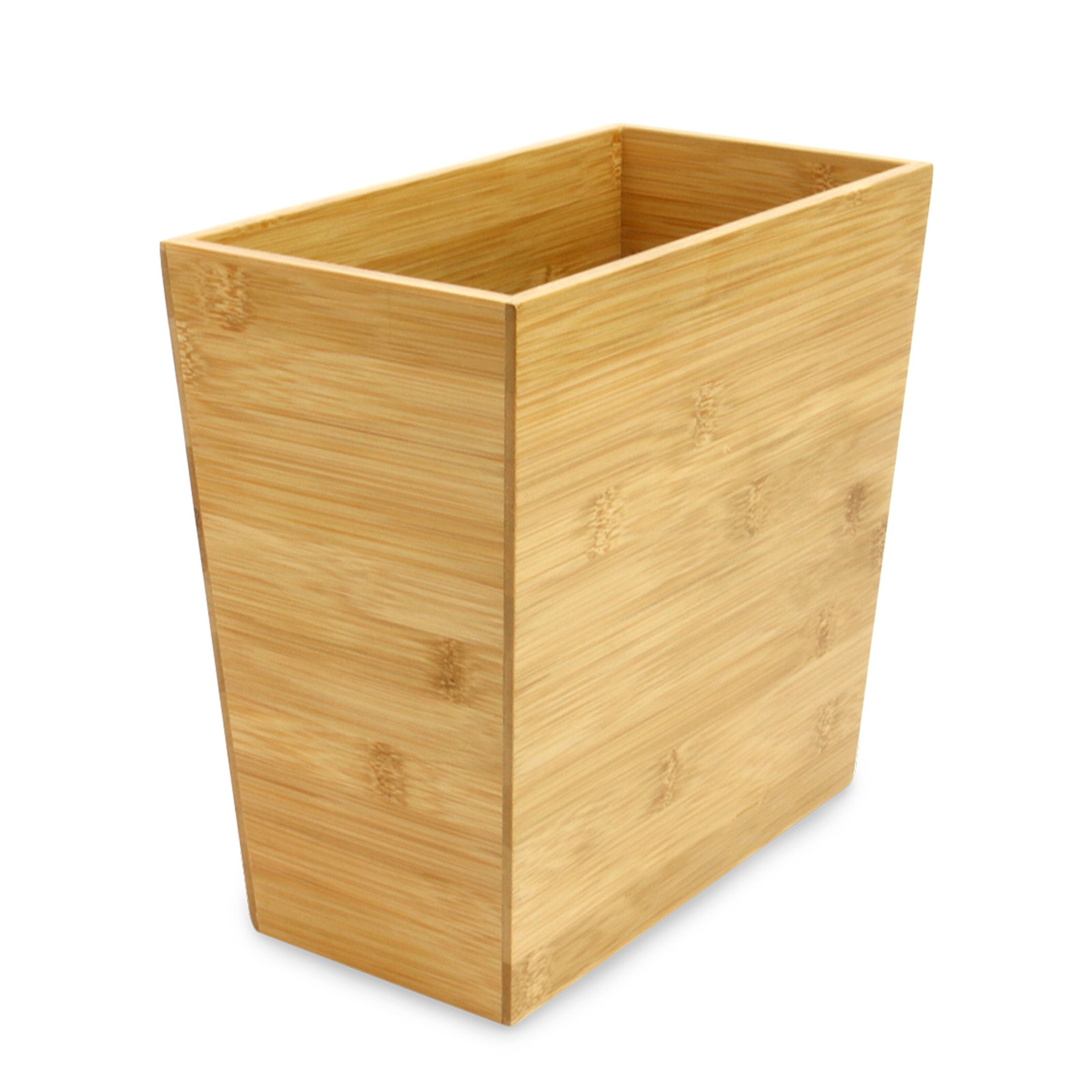 Rectangular Narrow Bamboo Trash Can Wastebasket Small Garbage Etsy