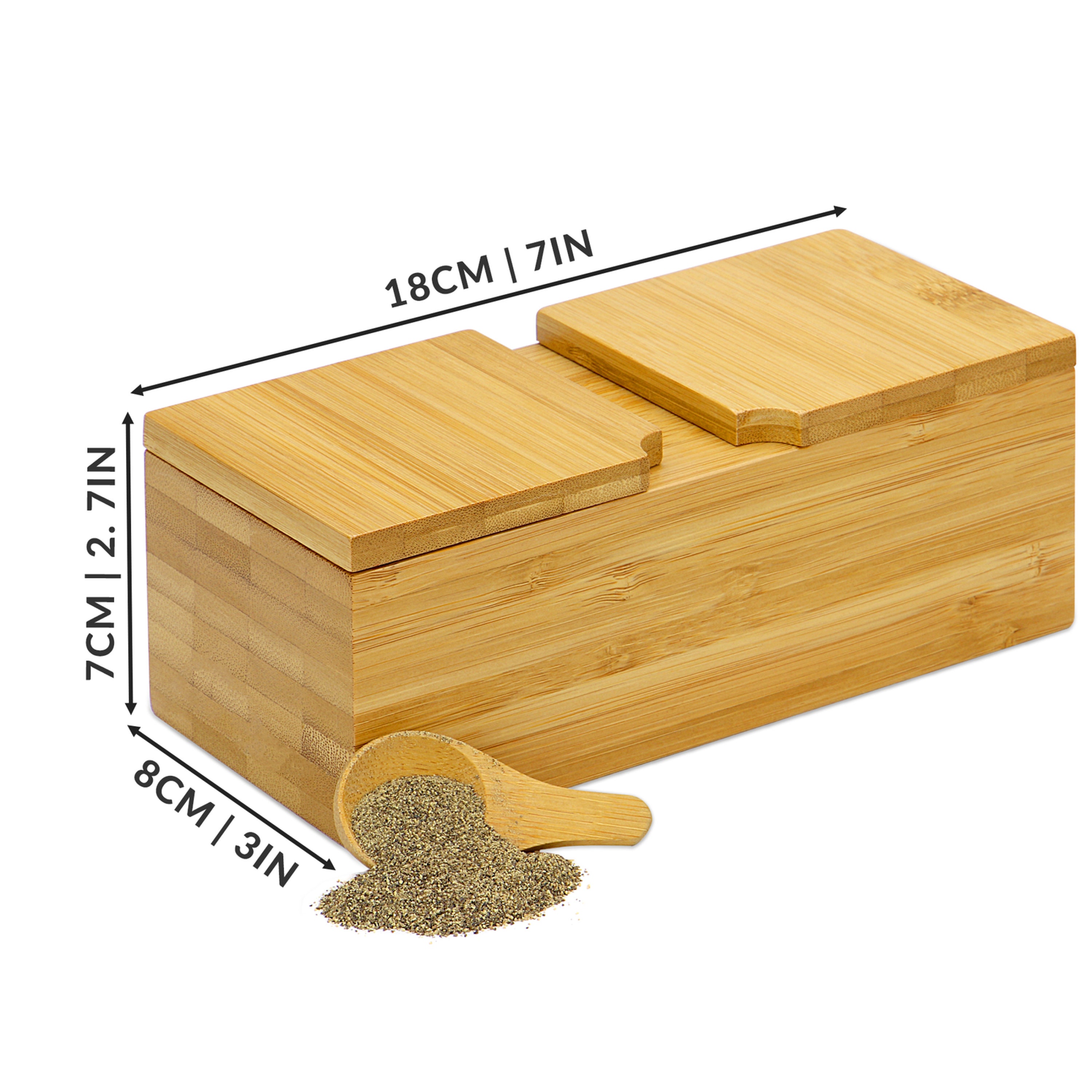 Bamboo Spice Salt and Pepper Box Hinged Lid Pot Etsy