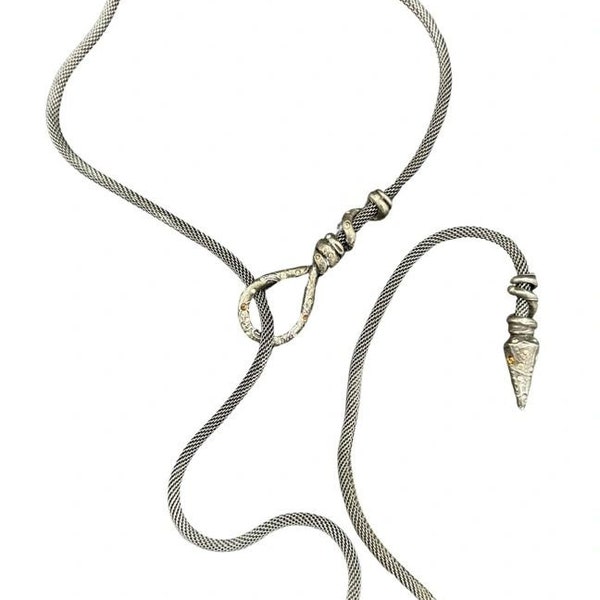 Patricia Locke Collectors Silver Plated Pewter with Diamante' Snake Lariat Necklace