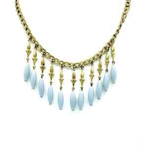 Vintage Victorian or Edwardian Style Antiqued Gold Tone and Beaded Necklace