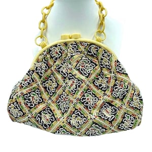 Vintage Charlet Colorful Beaded Celluloid Frame and Chain Bag