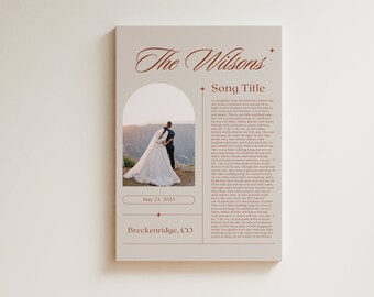Individuell gefertigte erste Tanzsong Canvas Gallery Wraps, erste Jahrestag Geschenk, personalisierte Hochzeitsgeschenk, Hochzeitslied Druck, Paare Weihnachtsgeschenk