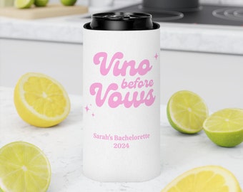 Glacières personnalisées Vino Before Vows, EVJF dans un domaine viticole, voyage entre filles dans les vignobles, garnitures de canettes de demoiselle d'honneur