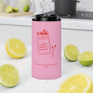 Personalized Match Made in Heaven Can Cooler, Perfect Match Bachelorette, Bridesmaids Cups, Custom Bach Coozies, She Found Her Perfect Match