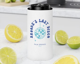 Custom Bride's Last Disco Can Cooler, Personalized Bachelorette Gifts, Custom Party Favors, 70s Groovy Party, Disco Ball Gifts, Custom Cozie