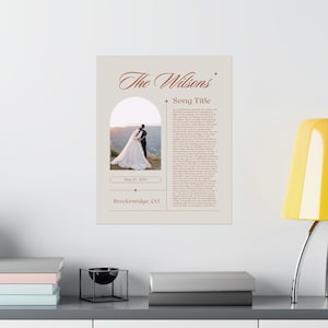 Affiche mate de chanson de première danse personnalisée, cadeau du premier anniversaire, cadeau de mariage personnalisé, impression de chanson de mariage, cadeau de Noël pour couples