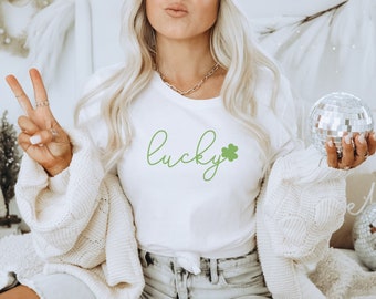 Lucky Shirt, St Patricks Day T-Shirt, Lucky Clover Shirt, St Pattys Day Shirt, Cute Irish Shirt, Shamrock Tee