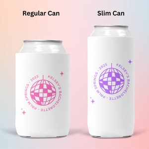 Disco Bachelorette Can Cooler, Bachelorette Party Cozies, Personalized Bachelorette Gifts, Custom Can Cozies, Disco Ball Party Favors