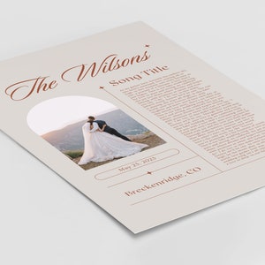 Poster personnalisé de chanson de première danse, cadeau de premier anniversaire, cadeau de mariage personnalisé, impression de chanson de mariage, cadeau de Noël pour couple