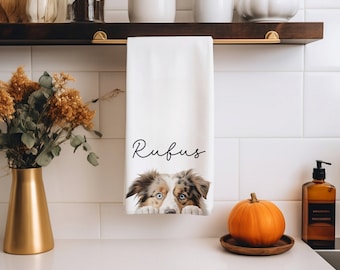 Personalized Dog Soft Tea Towel, Gift for Dog Mom, Custom Kitchen Towel, Waffle Towel, Custom Pet Name Gift