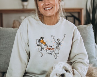 Cute Halloween Sweatshirt, Retro Halloween Sweater, Funny Halloween Shirt, 90s Halloween, Spooky Season, Vintage Skeleton Halloween