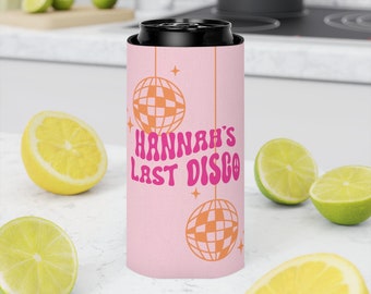 Custom Bride's Last Disco Can Cooler, Personalized Bachelorette Gifts, Custom Party Favors, 70s Groovy Party, Disco Ball Gifts, Custom Cozie