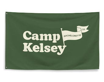Camp Bachelorette Flag, Bach Party Backdrop, Retro Camp bachelorette, Camp Bachelorette Decor, Personalized Flag