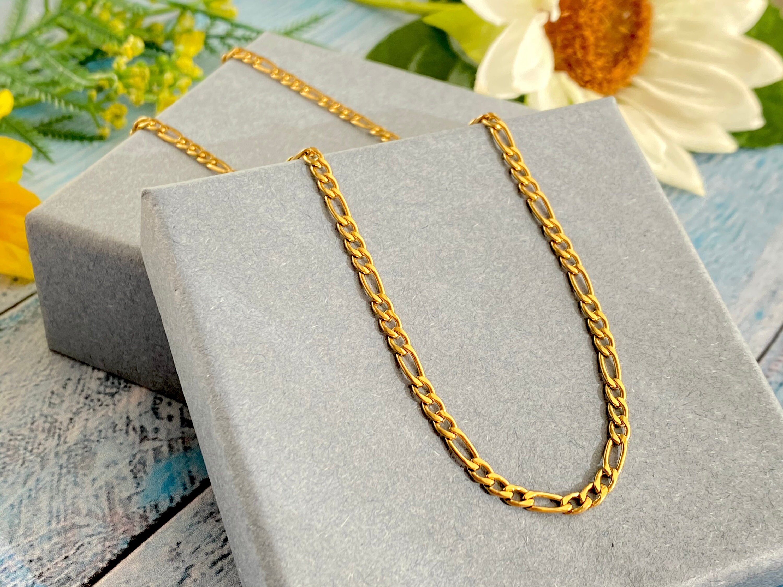 Gold figaro chain necklace gold figaro chain womens figaro Etsy