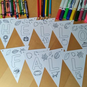 Fall Coloring Banner for Mantel, Coloring Pages for Kids, Thanksgiving ...