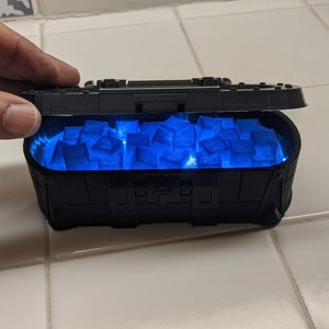 Light-Up Glimmering Loot Chest / Black / LED Lights / Blue PLA Plastic