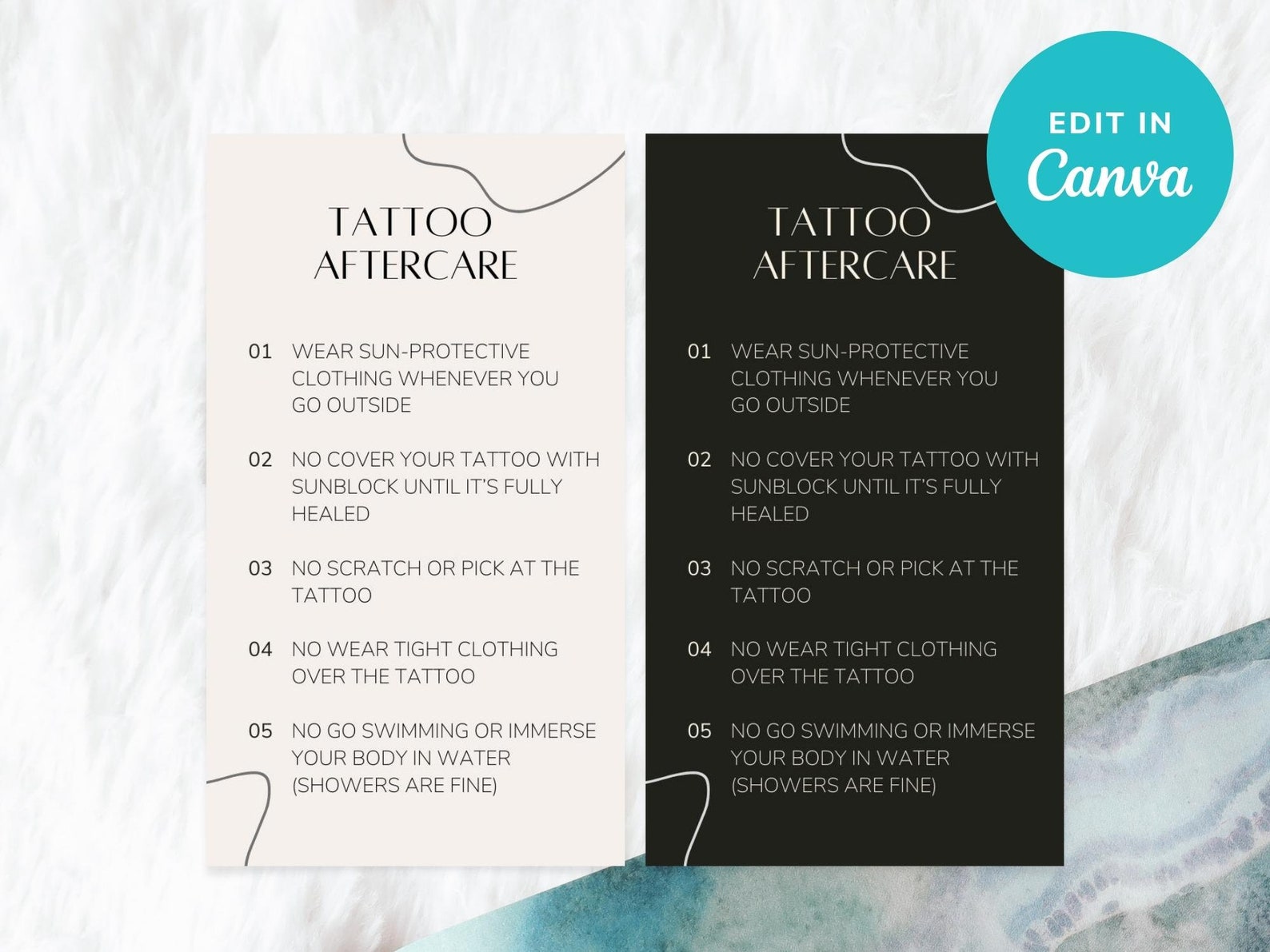 Tattoo Aftercare Card Template Minimalist Tattoo Care Card | Etsy Canada