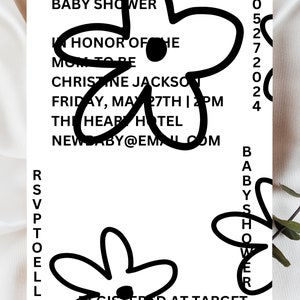 Invitación moderna para baby shower / Plantilla de invitación personalizada elegante / Invitación minimalista / Tarjeta completamente editable con descarga instantánea