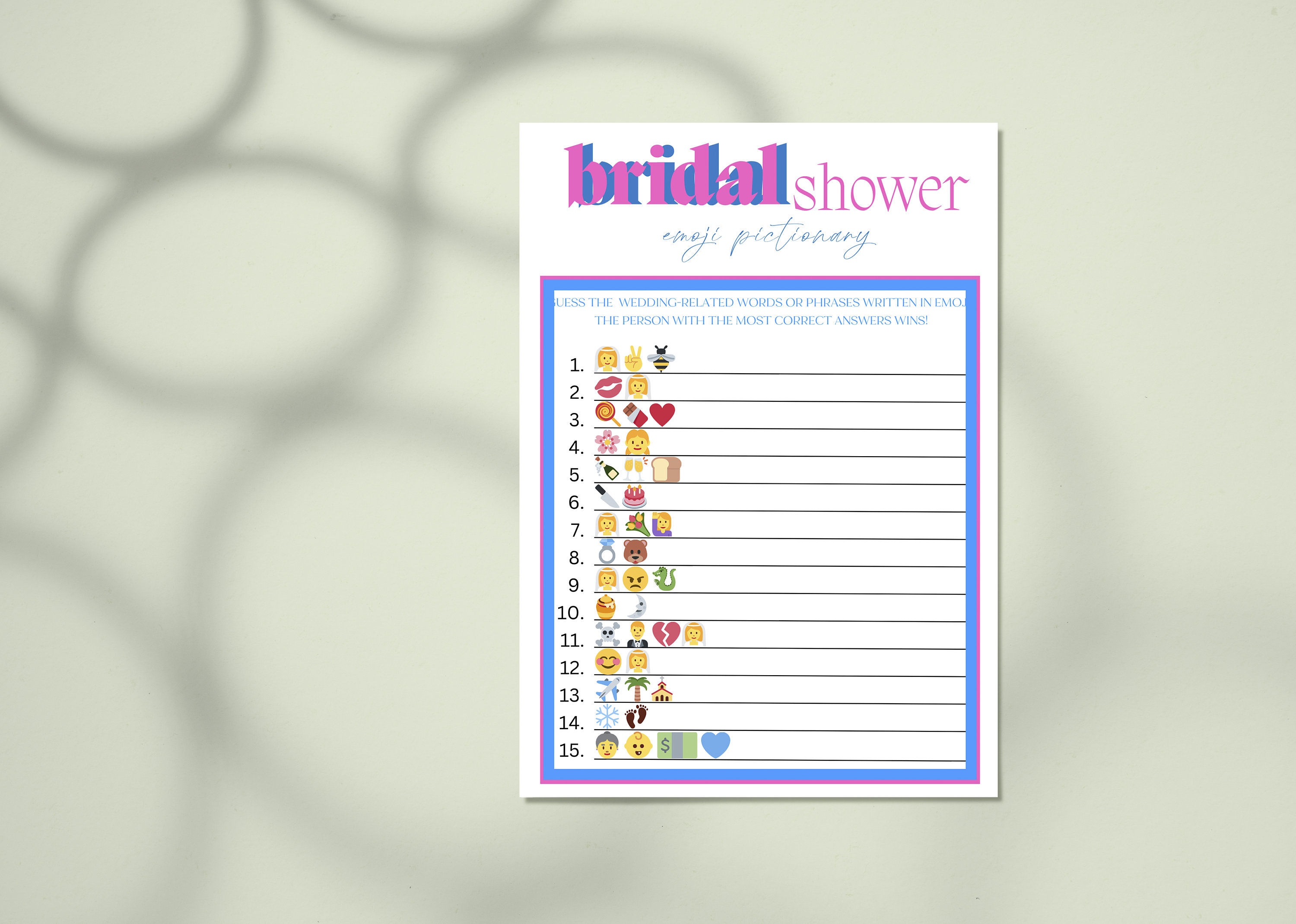 Editable Bridal Games Template, Personalized Bridal Games Set ...