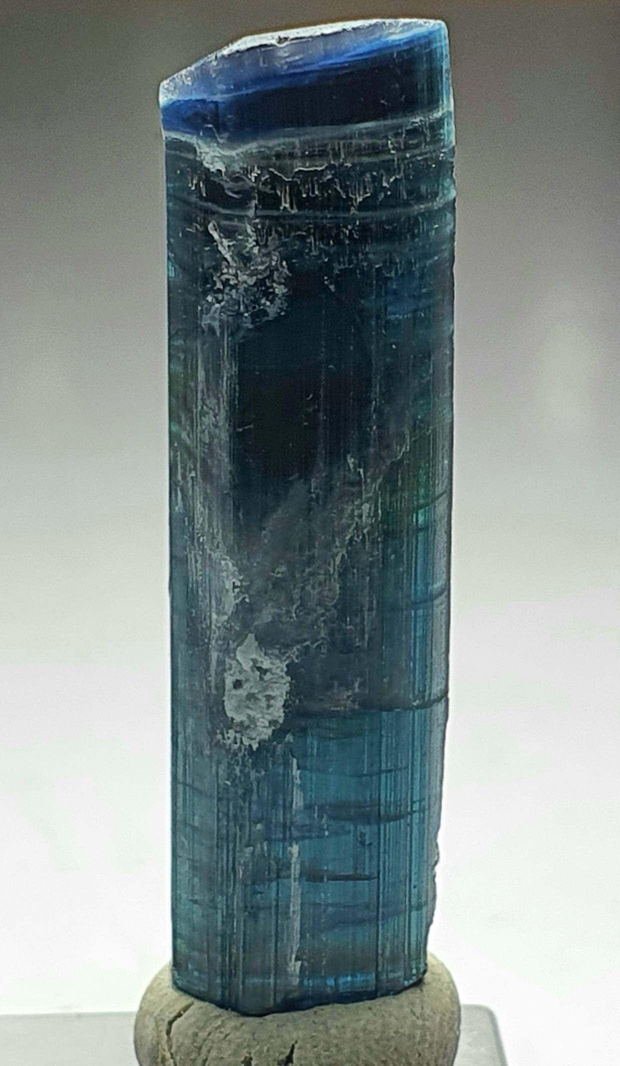 Ink blue cap indicolite tourmaline crystal