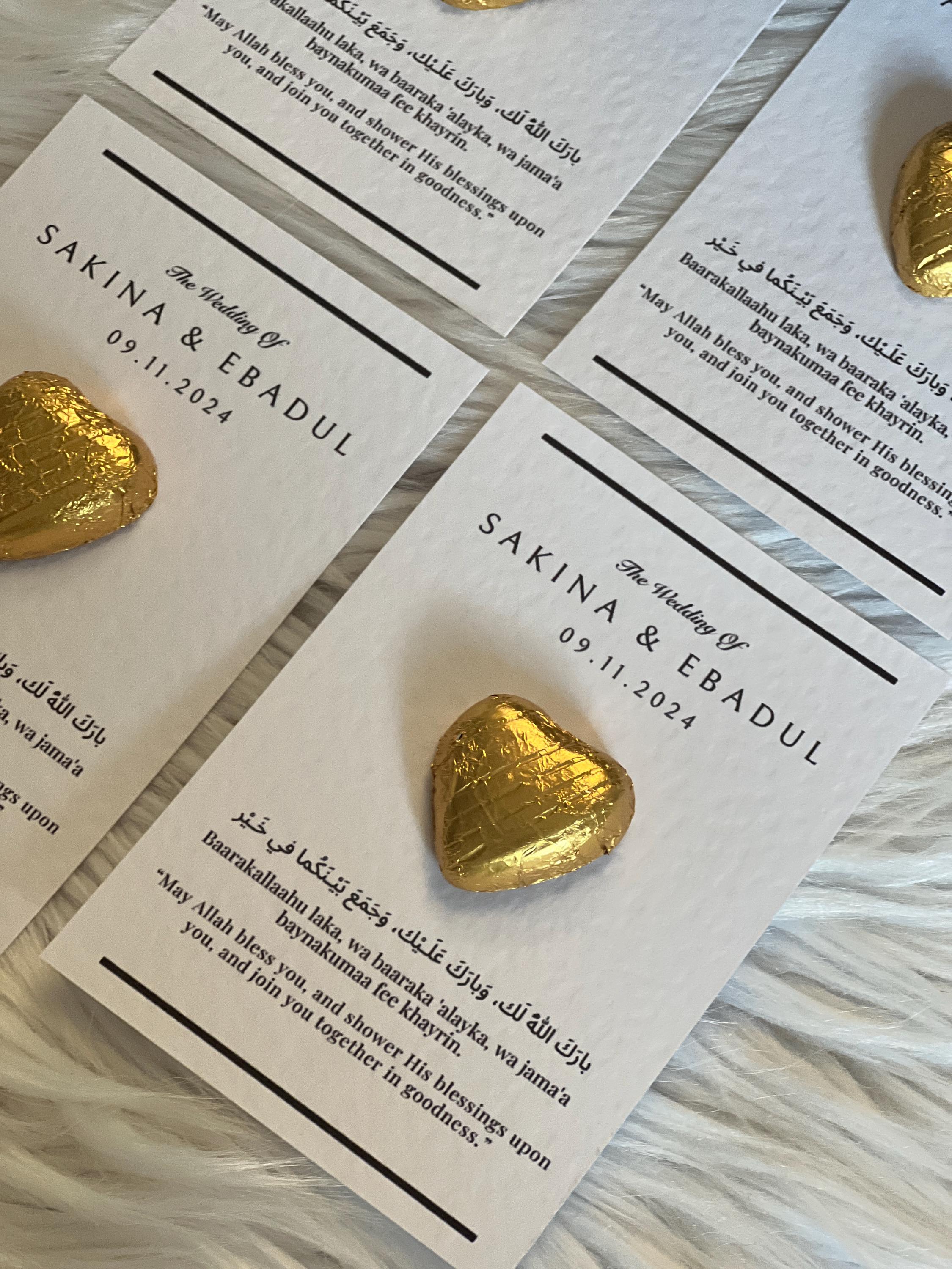 25x Personalised Chocolate Wedding Favours, Walima Favours, Zamzam