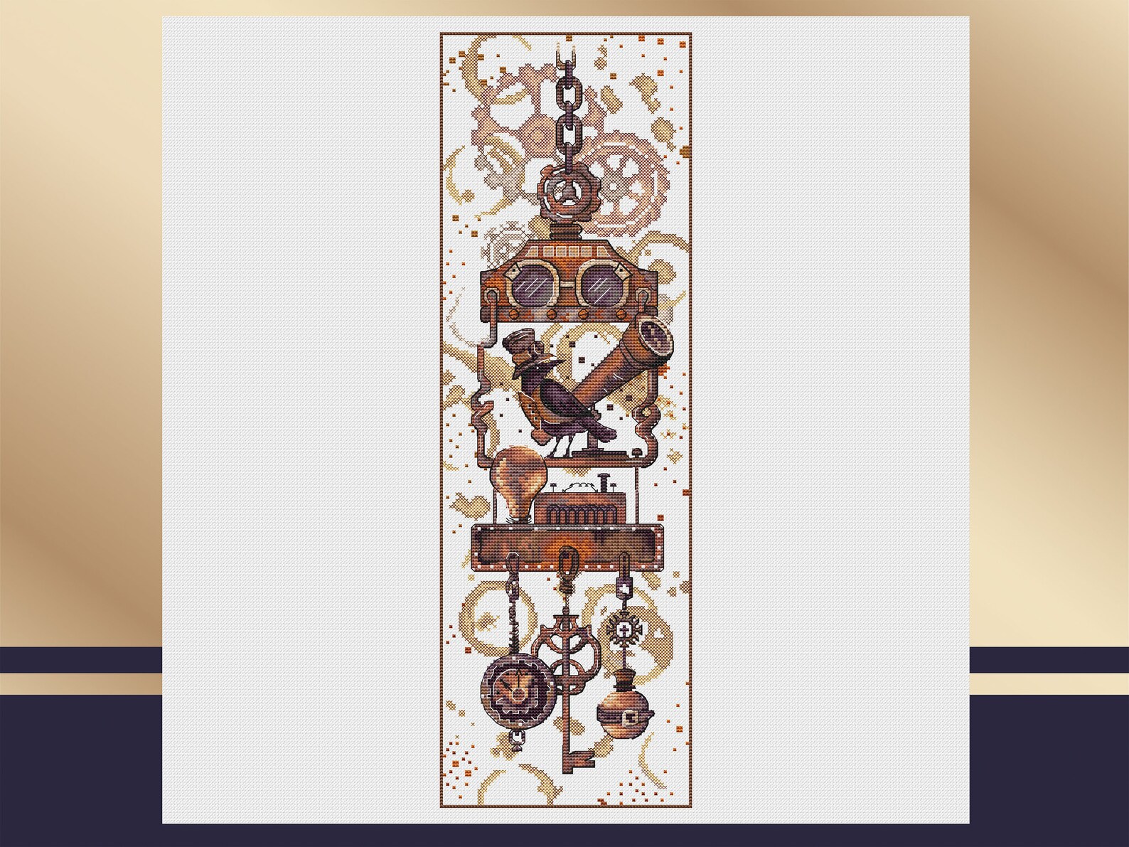 Steampunk cross stitch pattern PDF Watercolor steampunk | Etsy