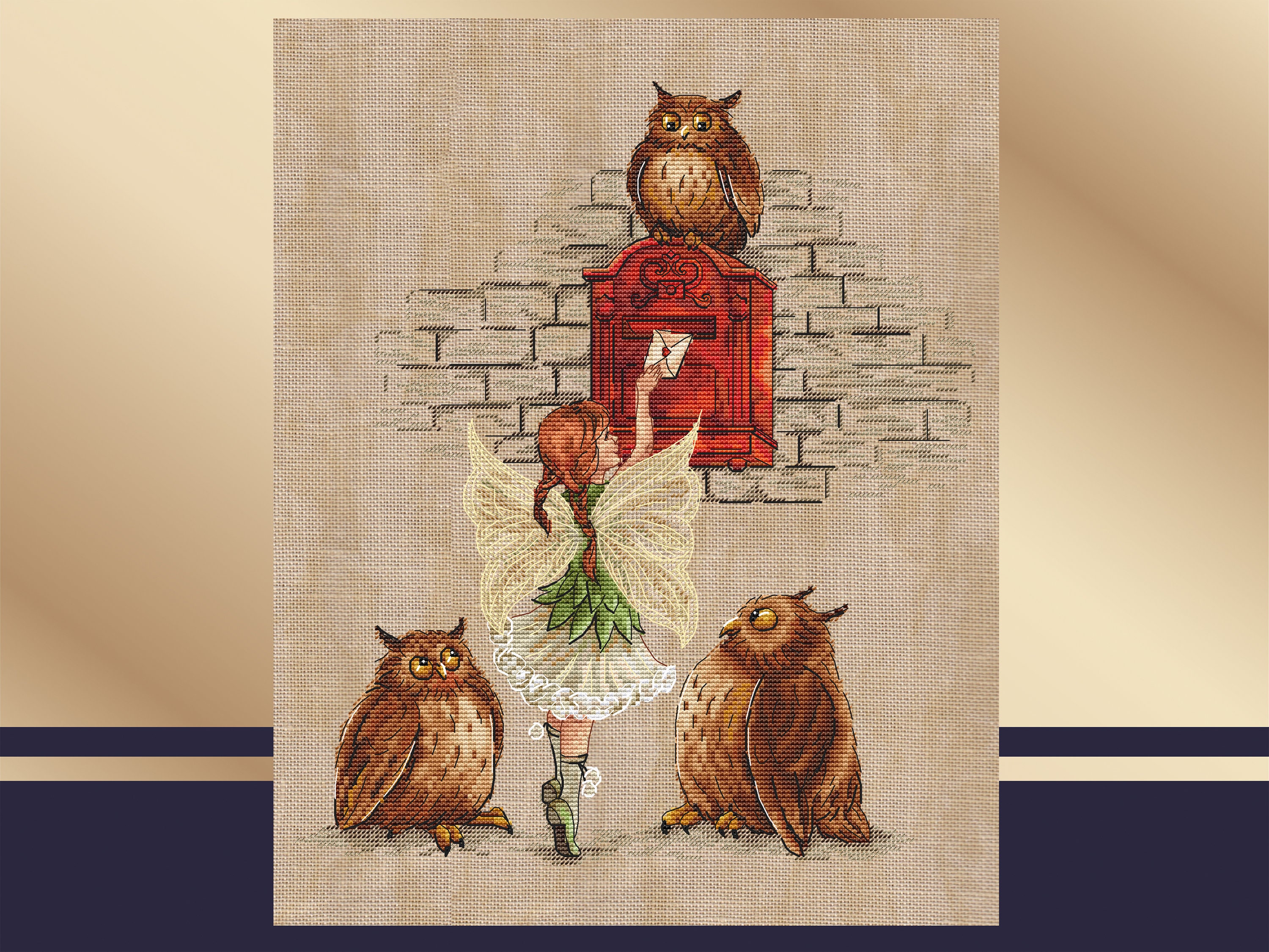 Fairy cross stitch pattern PDF Fairy and postal owls Cute Etsy