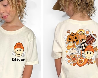 Custom Kid Fall Name Shirt Personalized Pumpkin Shirt for Daughter Pumpkin Fall Toddler Sweatshirt Autumn Tee Cute Toddler Tee Gift for Son