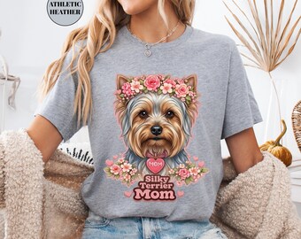 Silky Terrier Mom Shirt Custom Dog Mama TShirt Mother's Day Dog Breed Name TShirt Pet Gift For Her