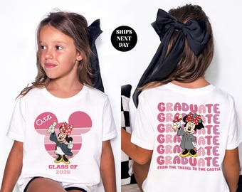 Class of 2026 Graduate Kids Shirt, Disney Personalized Graduation Sweatshirt, Custom Name School Gift