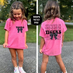 School Team Name Shirts, Custom Mascot Sweatshirt, School Spirit Coquette T-shirt, Favorite Sports Team Bow TShirt, Logo Tee Comfort Colors®