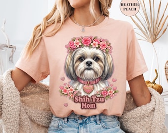 Shih Tzu Mom Shirt Custom Dog Mama TShirt Mother's Day Dog Breed Name TShirt Pet Gift For Her