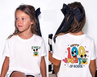 100 Days of School Disney Shirt, Custom 100th Day Sweatshirt, Personalized Disneyland Name Tshirt, Disney World Gift for Kids Teacher
