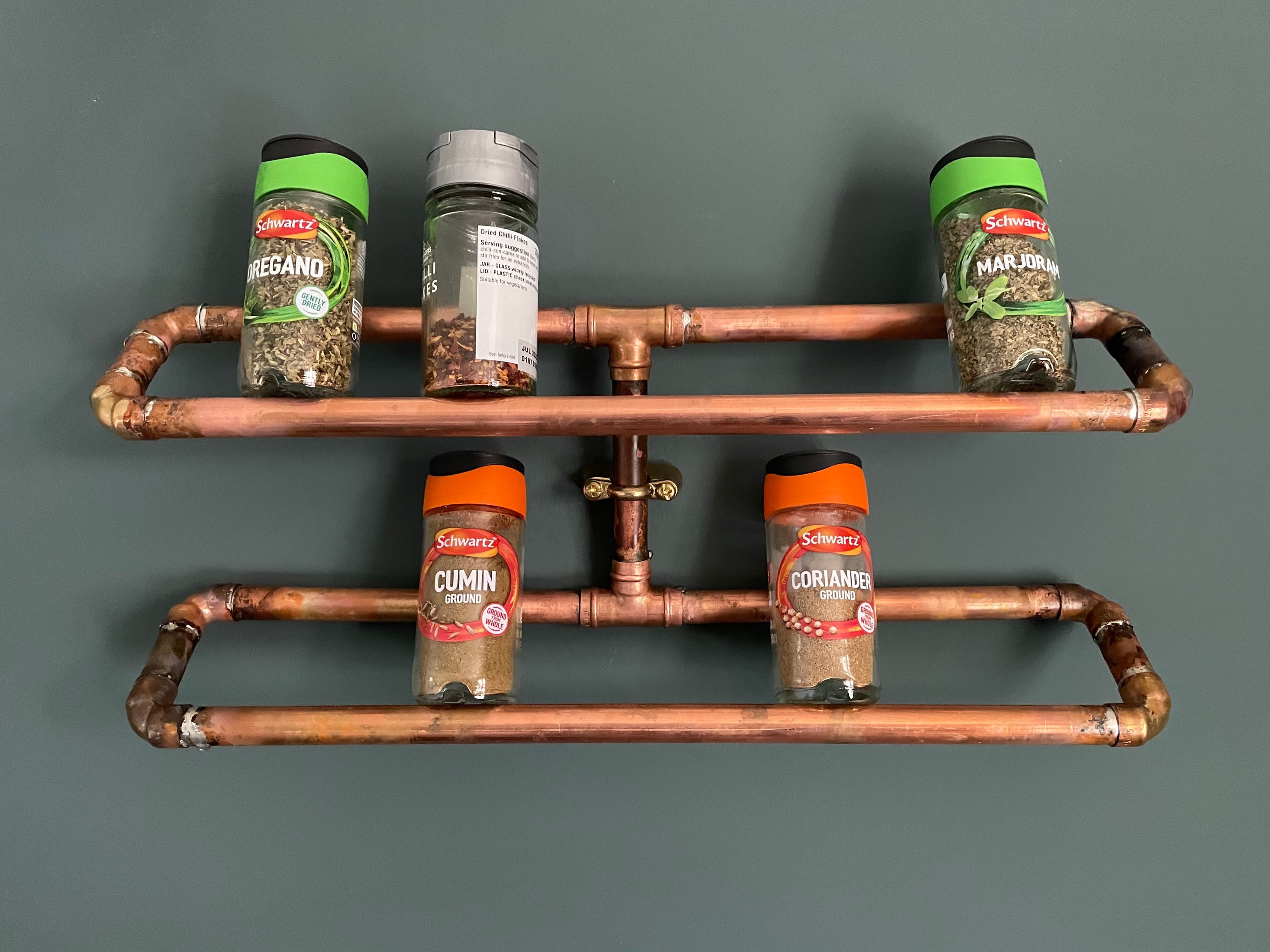 Copper pipe spice rack deals