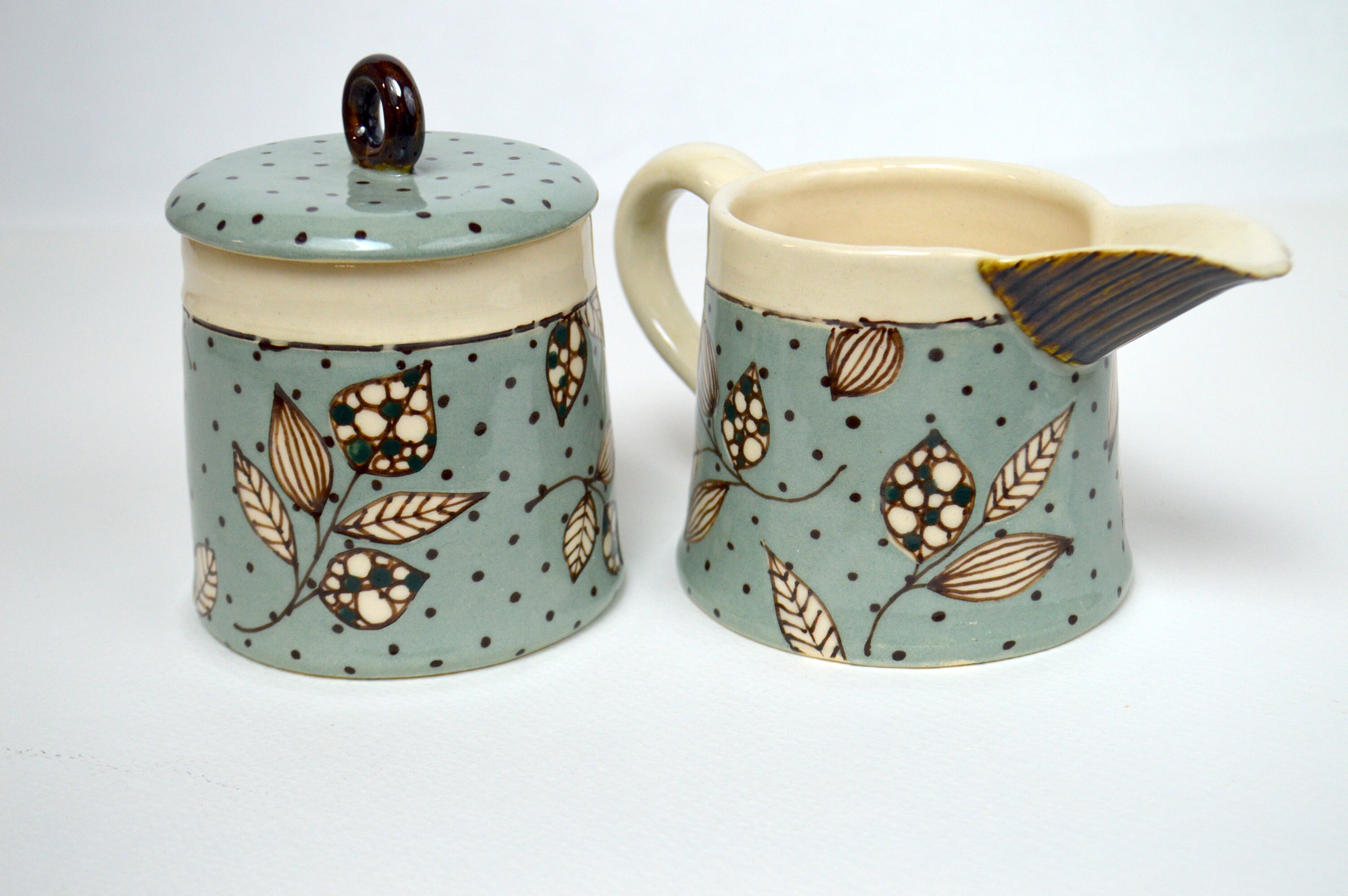 Sugar and Creamer Set, Blue Ceramic Sugar and Creamer, Decorative Creamer Set, Sugar and Creamer