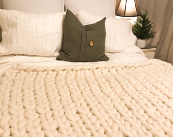 Hand Made Giant 100% Merino Wool Chunky Blanket