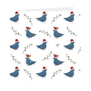 The Birds Do Christmas (pattern, white) Original Art Note Cards, 10 Cards (5x5 inches) with Envelopes