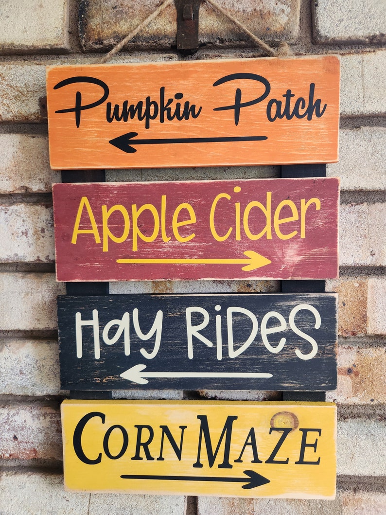 Hay Rides Sign Fall Wood Sign - Directional Sign - Pumpkin Patch - Apple Cider - Hay ...