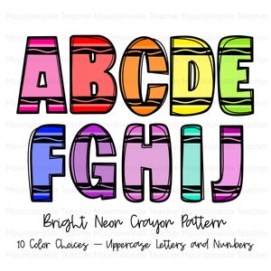 Rentrée des classes Doodle lettres, ensemble de chiffres alpha dessinés à la main et ensemble de doodles alphabet polices de sublimation PNG lettres alphabet aux crayons de couleur