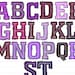 Varsity Letter Alphabet, Shades of Purple, Doodle Letters, Hand Drawn ...