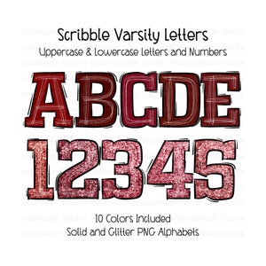 Alfabeto de letras do time do colégio, tons de marrom, letras de doodle, alfabeto desenhado à mão, conjunto de alfa de sublimação PNG, letras brilhantes, letras sólidas