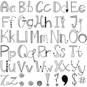Doodle Alphabet Font Clipart PNG and TTF Format - Etsy