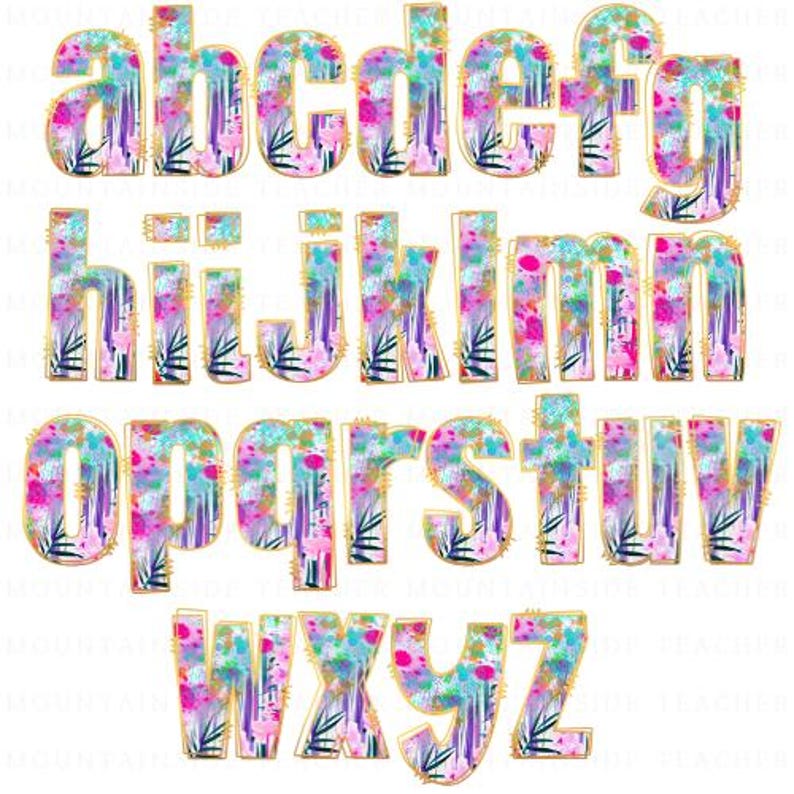 Floral Doodle Alphabet: PNG Clipart Bundle (digital Download) - Etsy