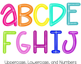 Scribble Bright Neon Colors Doodle Letters PNG Bundle Doodle Sublimation Alpha Set Designs PNG Uppercase & Lowercase Hand Drawn alpha pack