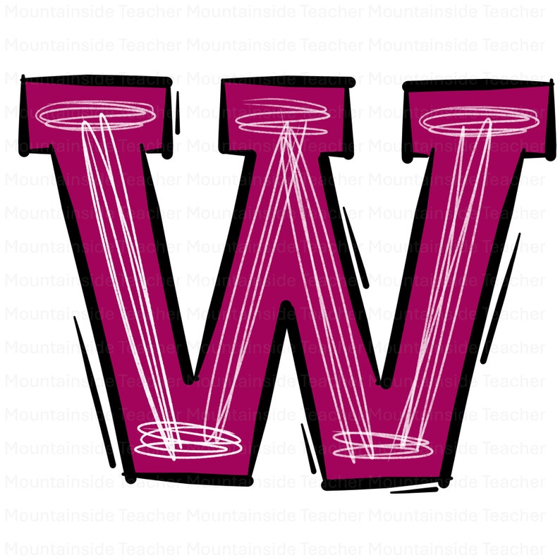 Varsity Letter Alphabet, Shades of Purple, Doodle Letters, Hand Drawn ...