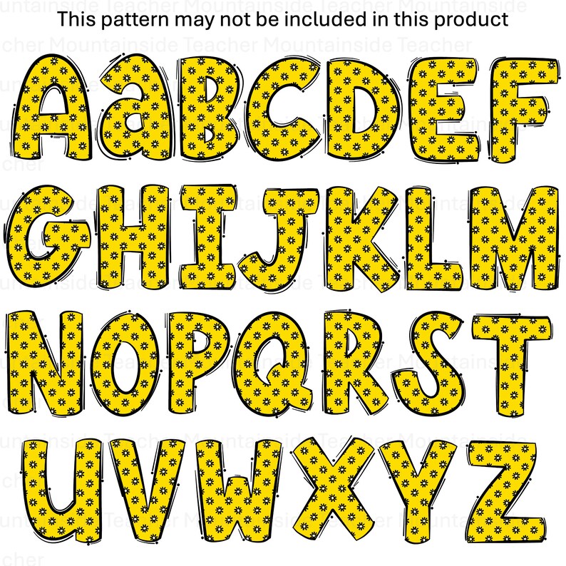 Bee Doodle Alphabet Spring PNG Sublimation Alpha Design Uppercase and ...