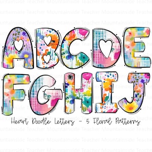 Aquarel Bloemen Alpha Doodle Letters PNG, bloemenalfabet png, heldere kleurrijke alpha, bloemennummers png, alpha doodle letters, png bloem