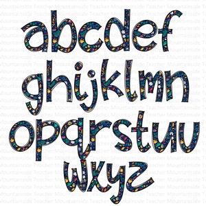 Double Outline Doodle Letters Floral PNG Bundle Alphabet - Etsy