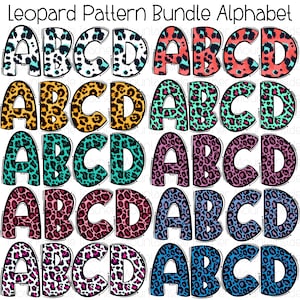 Leopard Doodle Alphabet PNG Bundle: Sublimation Alpha Set (Digital Download)