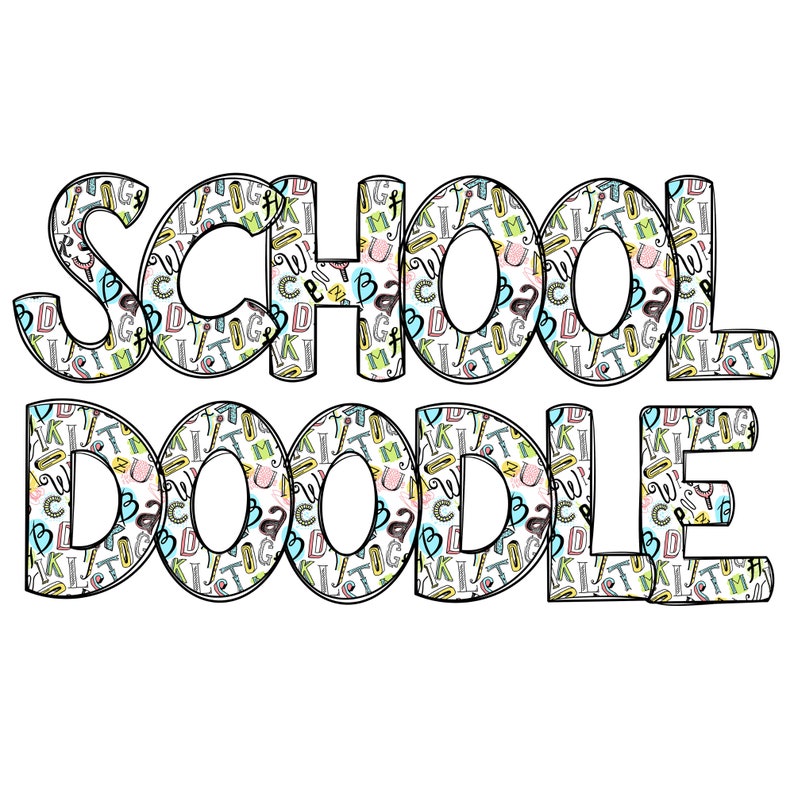 Doodle School Letters and Numbers PNG: Alpha Pack (digital Download ...